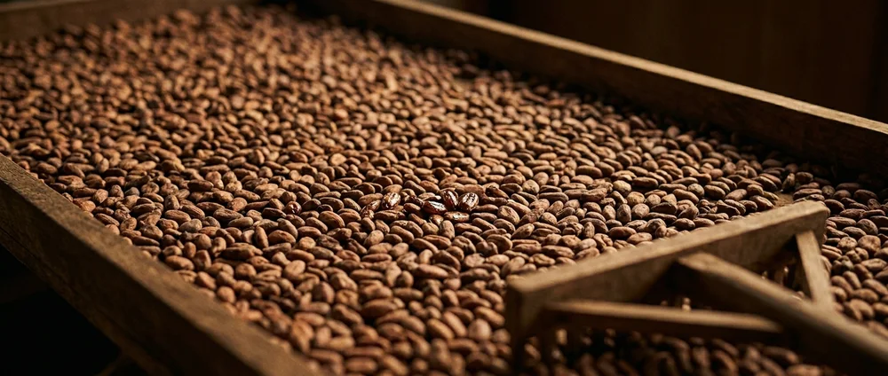 Granos de cacao secándose al sol